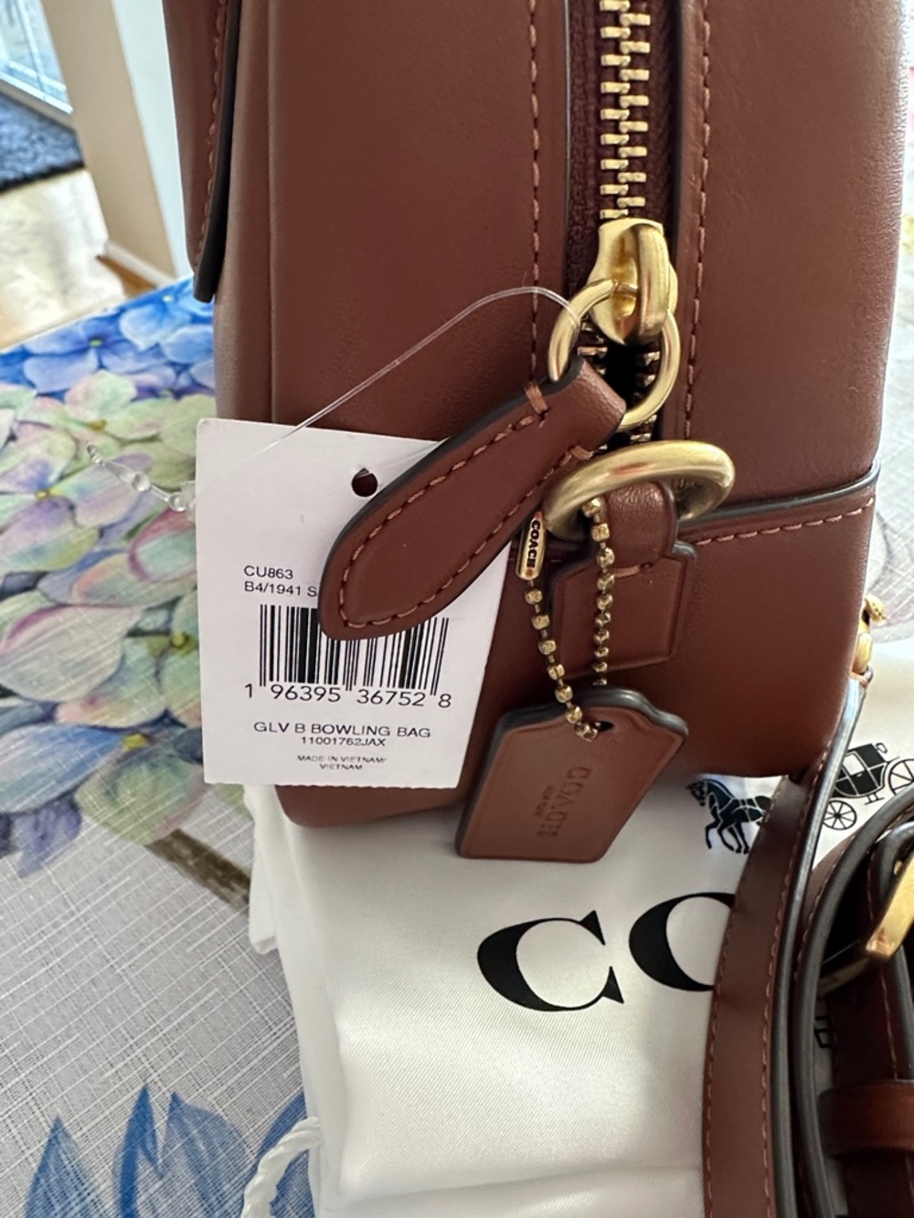 Coach Borough Bowling Bag in color Saddle with Gold Hardware - Picture 6 of 9